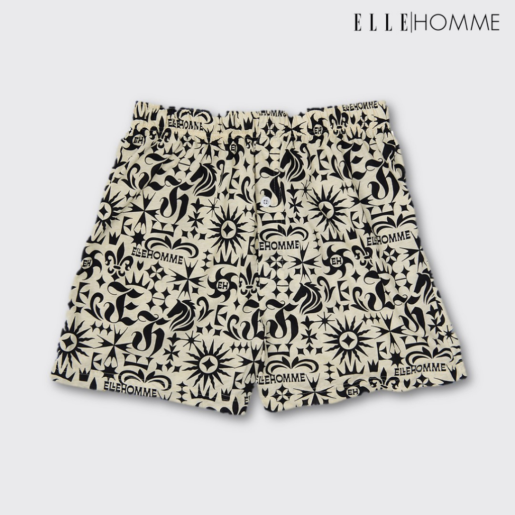 ELLE HOMME | Boxer กางเกงขาสั้นแบบลำลองใส่อยู่บ้าน สวมใส่สบาย แห้งเร็ว ไม่อึดอัด สีครีม | KHX9903