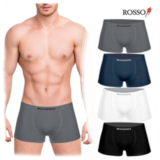 กางเกงชั้นในชาย Rosso Boxer Seamless ผ้าทอทั้งตัว แพ็คกล่องละ1ตัว สีขาว สีเทา สีดำ สีกรม