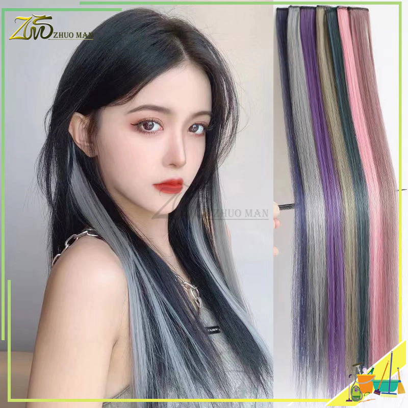 ผมไฮไลท์ กิ๊บผมไฮไลท์ ช่อผมไฮไลท์ ขนาด 55 ซม.สีสวย สไตล์เกาหลี แฮร์พีช ผมต่อ สินค้าพร้อมส่ง ราคาถูกที่สุด