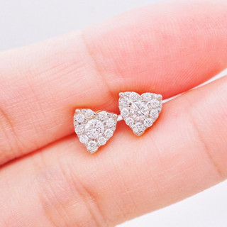 [ 📌พร้อมส่ง ] ต่างหูหัวใจเพชรแท้ 💎 ทองคำแท้9K (ทอง37.5%) ✨เพชรแท้น้ำ100 เบลเยี่ยมคัต✨ [9KPE90]