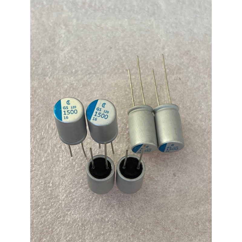 คาปาซิเตอร์ C1500UF 16V C1500UF 16V  C1500UF 16V  CAPACITOR ขนาด10x16mm.(10ชิ้น)แถบสีฟ้าของดี C1500U