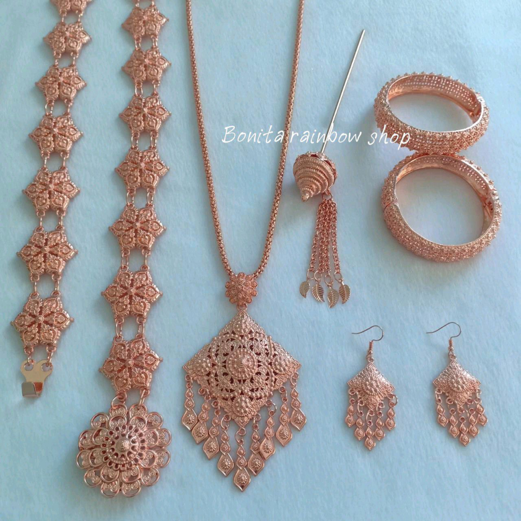 เครื่องประดับชุดไทย สีนาค ชุดเซ็ท 6 ชิ้น รุ่น P004