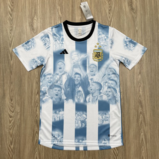 เสื้อบอลทีมชาติ ทีม อาเจนติน่า ฉลองแชมป์โลก Argentine เนื้อผ้าโพลีเอสเตอร์แท้ เกรดแฟนบอล AAA