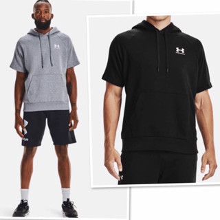 under armour เสื้อฮูดแขนสั้นชาย เนื้อผ้า cotton ผสมโพลีเอสเตอร์ เนื้อนุ่มมาก ด้านในบุขนแปรง กระเป๋าจิงโจ้ สกรีนแบรนด์