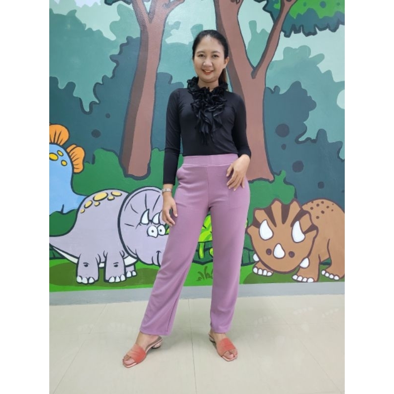 กางเกงขายาวผู้หญิง เอว 28-42 นิ้ว กางเกงไซส์ใหญ่ (กระบอกเล็ก)