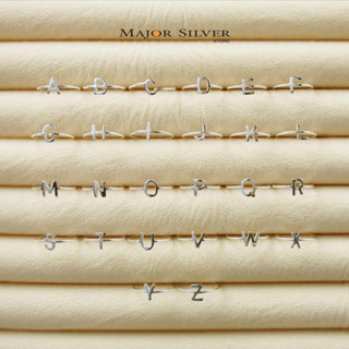 แหวนอักษร O-Z เงินแท้ 92.5% แหวนแฟชั่น เรียบๆ ใส่เท่ๆ แหวนเงินแท้ 100 Major silver