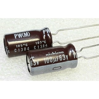 Nichicon PW 100uf 63v Capacitor ตัวเก็บประจุ คาปาซิเตอร์