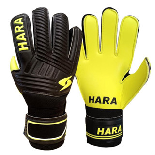 HARA SPORT GOALKEEPER GLOVES ถุงมือโกล ถุงมือผู้รักษาประตู มีฟิงเกอร์เซฟ ถุงมือฟุตบอล รุ่นGL05 สีดำ-เหลือง