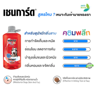 Chaingard เชนการ์ดคอมพลีท แชมพูสุนัข ขนาด 1500ml กำจัดเห็บหมัด มีวิตามินช่วยบำรุงขนผิวหนัง