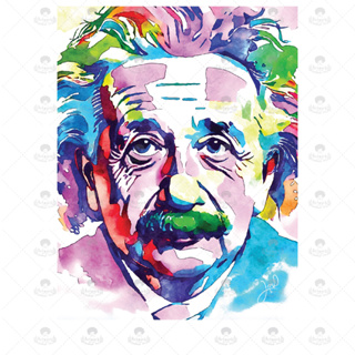 ภาพวาด ไอดอล ID W006 Albert Einstein ภาพวาดสีน้ำ จากiPad โปรแกรม PROCREATE งานปริ้นท์เลเซอร์