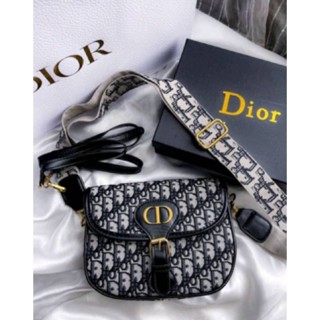 [พร้อมส่ง]กระเป๋า DIOR BOBBY BAG Blue Dior Oblique Jacquard   พร้อมสายสปอร์ต