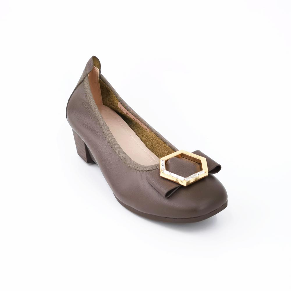 ST.JAMES รองเท้าคัทชู หนังแท้ ส้น 3.8 CM. รุ่น OXFORD สี D.KHAKI