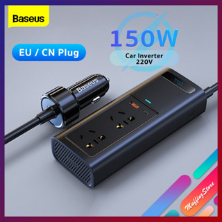 💜ถูกจริง/ส่งไว📦Baseus เครื่องแปลงไฟรถ 12V เป็นไฟบ้าน 220V 150W ปลั๊กพ่วงในรถ DC 12V to AC 220V และ Type C Inverter