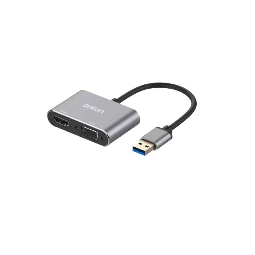 อุปกรณ์แปลงภาพจากยูเอสบี Onten OTN-5201B Converter USB 3.0 TO HDMI+VGA เปิดบิล Vat ได้ พร้อมส่ง