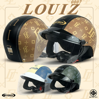 หมวกกันน็อค ครึ่งใบ V-TECH Helmet รุ่น LOUIZ (สำหรับผู้ใหญ่) มาพร้อมแผ่นบังลมรุ่นพรีเมี่ยม!!!!! มี2สี ใส, ฟิล์ม