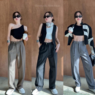 Basic classy pants🔥 (SML:430฿ฟรีส่ง) สวยดูแพง แบบมีเทส กับ กางเกงรุ่นใหม่ของทางร้านทรงกระบอก เอวสูง ผ้าเนื้อสวย vibe