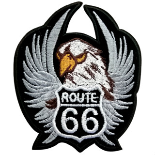 ตัวรีดติดเสื้อ Route 66 อาร์มรีด อาร์มปัก ตกแต่งเสื้อผ้า หมวก กระเป๋า แจ๊คเก็ตยีนส์ Hipster Embroidered Iron On Sew on