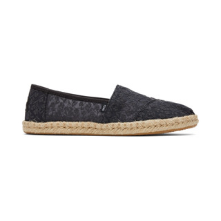 TOMS รองเท้าลำลองผู้หญิง สลิปออน รุ่น Alpargata Rope Black Posy Lace (CA) รองเท้าลิขสิทธิ์แท้