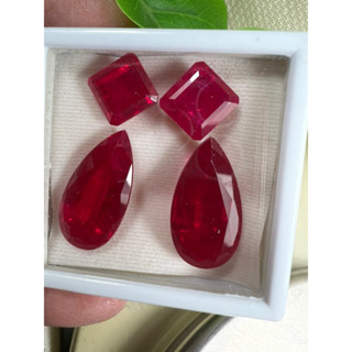 Lab Ruby Pear 25x13mm weight 9.91 gram square 11x11mm 2 pieces