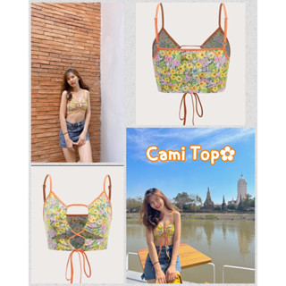 Cami Top 💗เสื้อ Top สายเดี่ยวลายดอก ด้านหน้ารูดปรับได้