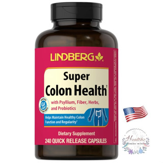 Super Colon Health 240 Capsules with psyllium fiber herb and Probiotics Lindberg โพรไบโอติก