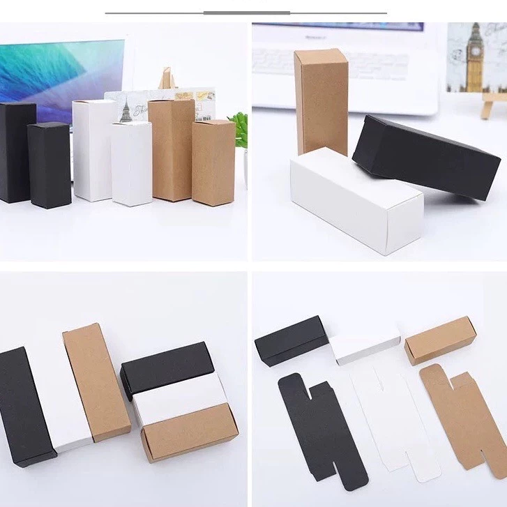 (10 ชิ้น) พร้อมส่ง กล่องกระดาษคราฟท์ ทรงสี่เหลี่ยม สีขาว ดำ น้ำตาล สําหรับใส่ลิปสติก ขวดดอร์ปเปอร์