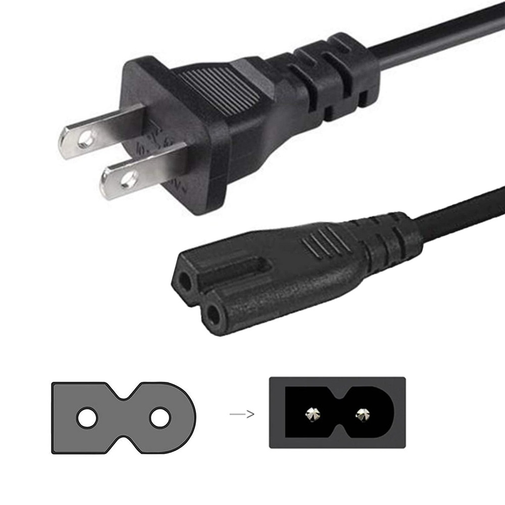 สายไฟแบบ 2Prong 1.8m AC Universal Power Cord Compatible For Vizio Sharp/Emerson Smart LED TV/Sony PS1 PS2