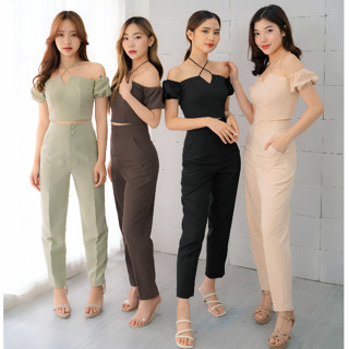 กางเกงขายาว เก็บพุง  ขอบเอวสูง ขากระบอกเล็ก 👖 MNS022 Nova Pants | Miniset.Style