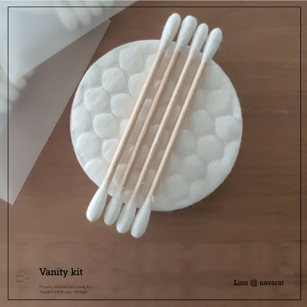 Vanity kit ชุดทำความสะอาด [สำลีก้าน 4 ก้าน & สำลีแผ่นกลม 2 แผ่น] บรรจุถุงพร้อมใช้ สำหรับโรงแรม รีสอร์ท โรงพยาบาล และสปา