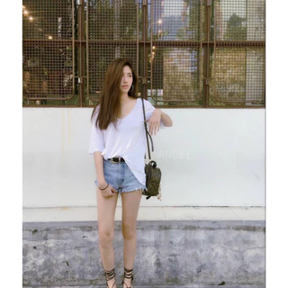 TOPSHOP​ รุ่น​T03:คอV​แขนสั้น​Oversize❤️งานป้ายTOPSHOP(ANGEL STYLE)เนื้อผ้าเรย่อน นิ่มๆเด้งๆ ผ้าทิ้งตัว ใส่สบายมากๆค่ะ🌈🌈