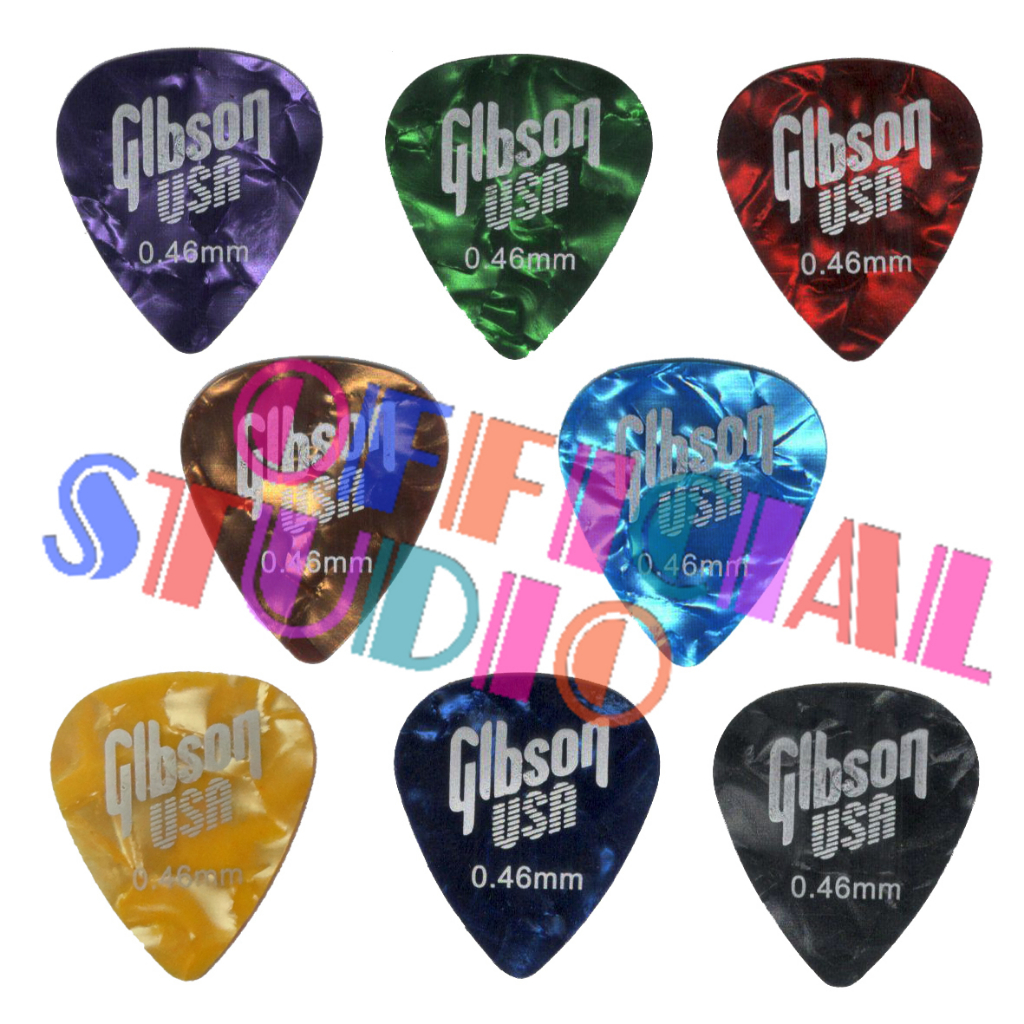ปิ๊กกีตาร์ Gibson สีสวยๆ (เลือกสีและความหนาได้) ｛ส่งเร็ว ｝