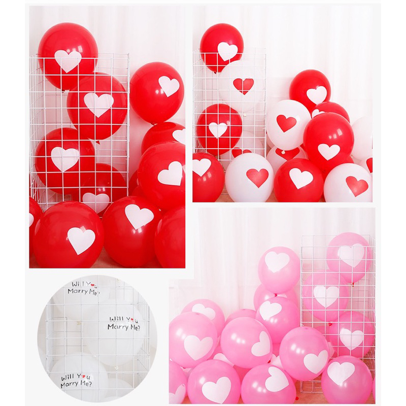 ลูกโป่งยางลายหัวใจ love วาเลนไทน์ ลูกโป่งหมี ร้านไทย สินค้าพร้อมส่ง