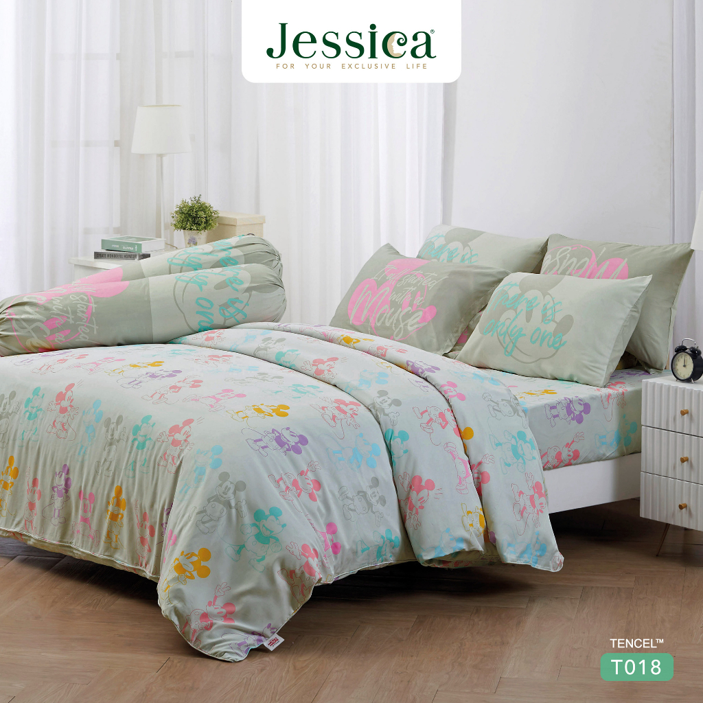 Jessica Mickey mouse มิกกี้เมาส์ Tencel T018 ชุดเครื่องนอน ผ้าปูที่นอน ผ้าห่มนวม เจสสิก้า เทนเซล ลิขสิทธิ์แท้ ดิสนีย์