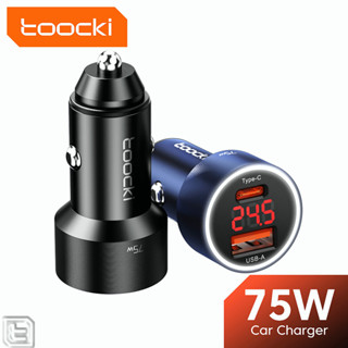 Toocki 75W หัวชาร์จในรถ Type C QC4.0 PD3.0 SCP Fast Charging  Car Charger กับ จอแสดงผลพลังงานอัจฉริยะ สำหรับ Samsung Xiaomi