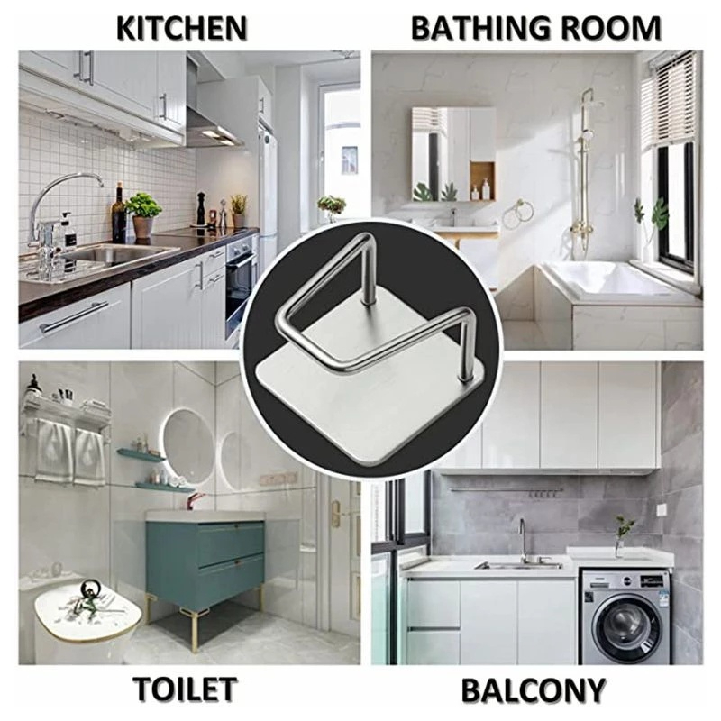 ที่ใส่ฟองน้ำสแตนเลสกาวในตัว 2 ชิ้นอุปกรณ์อ่างล้างจาน - รูปที่ 5