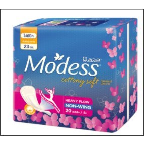 20ชิ้นไม่มีปีก/16ชิ้นมีปีก 23ซม. โมเดส ผ้าอนามัย คอตตอนนี่ซอ…