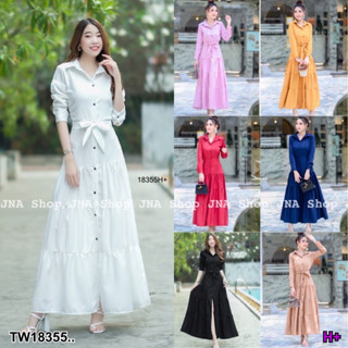 TW18355 Dress ดรสปกเชิ๊ต ขนมชั้น