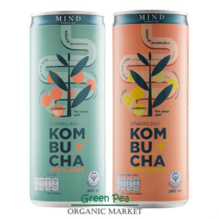 MIND KOMBUCHA Sparkling สูตรน้ำตาลน้อย เครื่องดื่มชาหมัก คอมบูชะ สปาร์คกลิ้ง ขนาด 240 ml