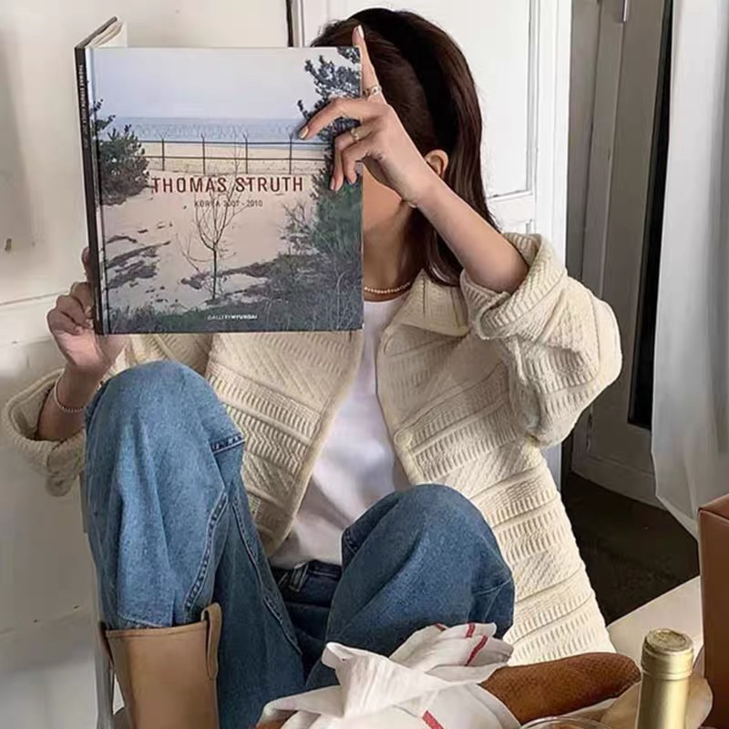 SAY APPAREL: Soft cloud knit jacket เสื้อไหมพรมตัวนอก คอบัวทอลาย น่ารักมาก