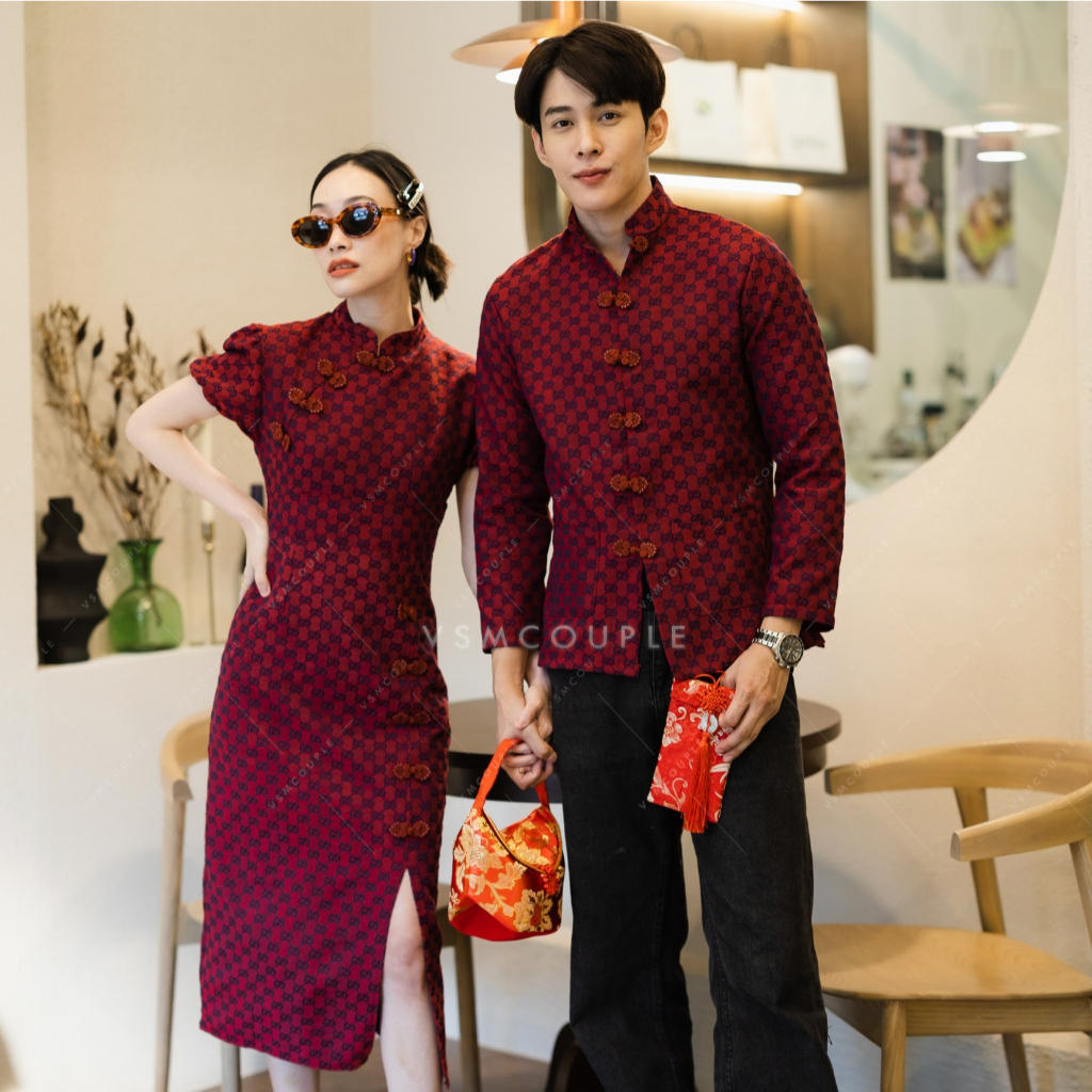 ชุดคู่ตรุษจีน ชุดใส่รับอั่งเปา ชุดคู่ ชุดคู่กี่เพ้า ชุดไปงาน ชุดออกงาน วันตรุษจีน กี่เพ้า เสื้อคอจีน