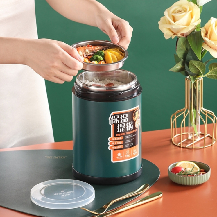 ปิ่นโตแบบพกพา (1.9 ลิตร) กระติกสูญญากาศ ถังเก็บอุณหภูมิ ร้อน-เย็น กล่องเก็บอาหาร  ภาชนะใส่อาหาร กระติกข้าว - รูปที่ 6