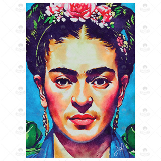 ภาพวาด ไอดอล ID W002 Frida Khalo ภาพวาดสีน้ำ จากiPad โปรแกรม PROCREATE งานปริ้นท์เลเซอร์