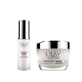 [แพคคู่] ใหม่! OLAY โอเลย์ ลูมินัส ไนอะซินาไมด์ โรส คอมเพล็กซ์ ครีม50ก + เซรั่ม30มล Luminous Niacinamide+Rose Complex Cream+Serum