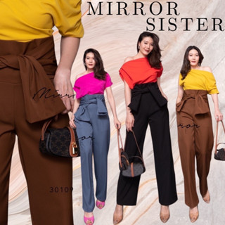 🔖ป้าย Mirrorsister 30109.3 กางเกงเอวสูงปรี๊ด ทรงขากระบอก  ใส่แล้วดูผอมสูงขายาว มีดีเทลผูกเอวเก๋ๆ มีกระเป๋าล้วงได้2ข้าง