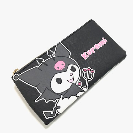 KRM กระเป่า กระเป่า ซองซิป ซองโทรศัพท์ ซองกระเป๋าตังค์ ลาย KUROMI B B ขนาด 19 x 9.5 CM ผลิตจาก หนัง 
