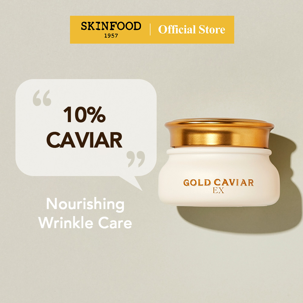 [SKINFOOD Official] ครีมโกล์ดคาเวียร์ 50ml ครีมบำรุงผิว จากทองคำ สำหรับผิวแห้ง หย่อนคล้อย ลดริ้วรอยก่อนวัน เพิ่มความยืดหยุ่นให้ผิว Gold Caviar EX Cream
