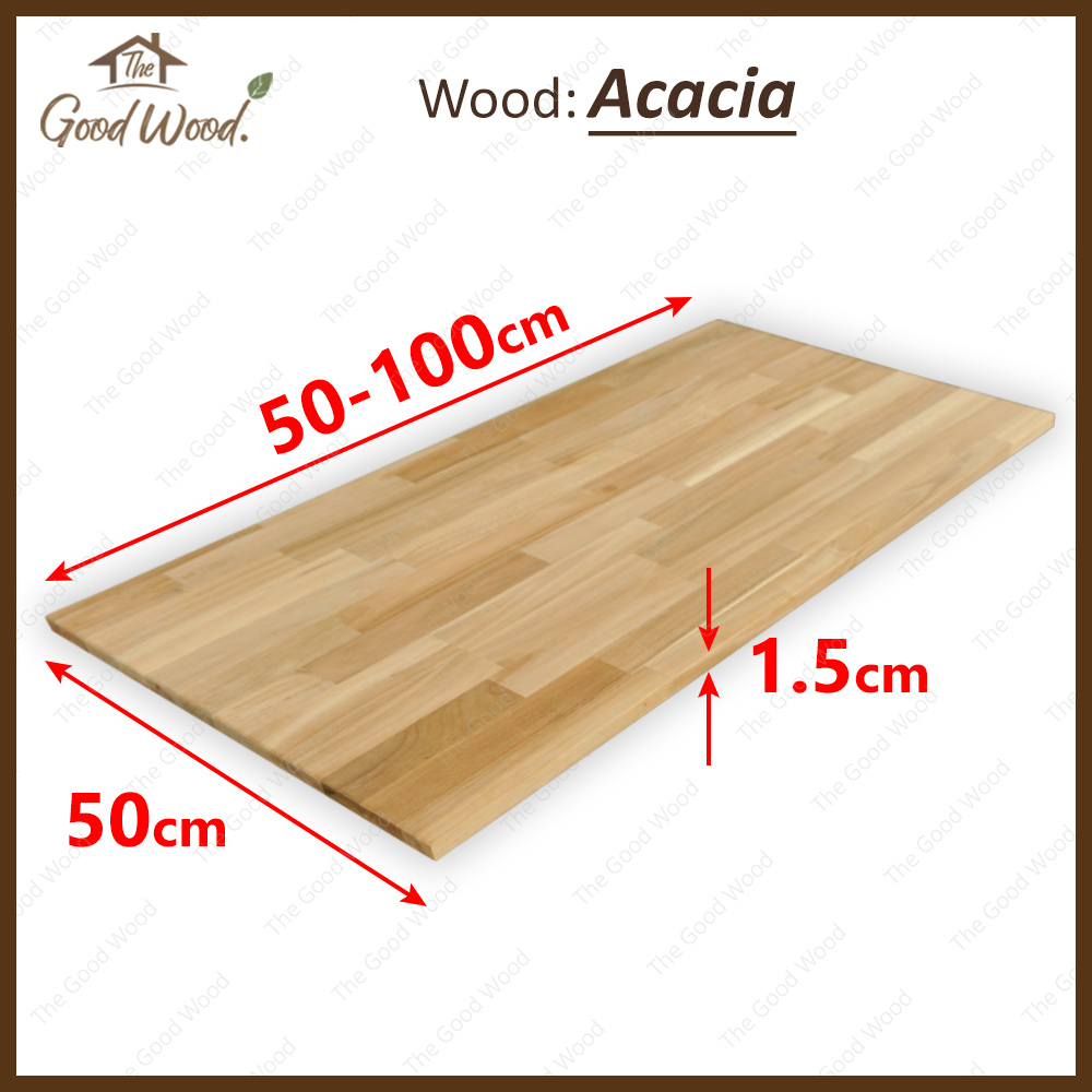 (จัดส่ง1-2วัน) หน้าโต๊ะไม้อคาเซีย 15มิล กว้าง 50cm. ยาว 50-100cm. ต่อตรง ไม้สักอินโด ท็อปโต๊ะacacia