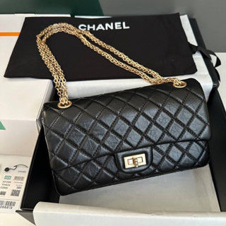 Chanel 2.55 Classic Flap Bag Original Aged Calfskin หนังลูกวัวย่น Chain Reissue สายโซ่ล้วนลมดำ
