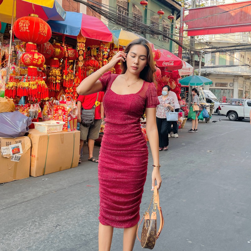 New Baby doll long dress แขนจั๊มตุ๊กตา มาในชุดยาวเรียบหรูออกงานได้ Free Size | Twinsfahfon