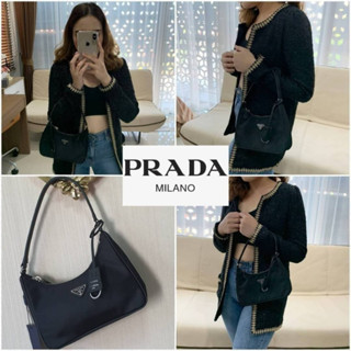 PRA//DA NYLON HANDBAGS  ขนาดกะทัดรัด #อะไหล่เงิน  Code:B22D270166 แบรนด์แท้ 100% งาน Outlet